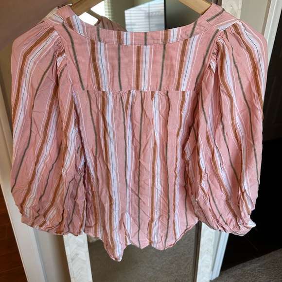 Anthropologie Boho Striped Pink Blouse - Picture 4 of 6